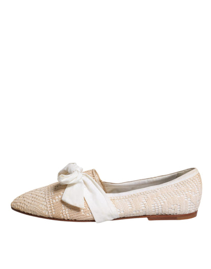 Dolce &amp; Gabbana Beige Ballerinas aus Stoff mit Schleife