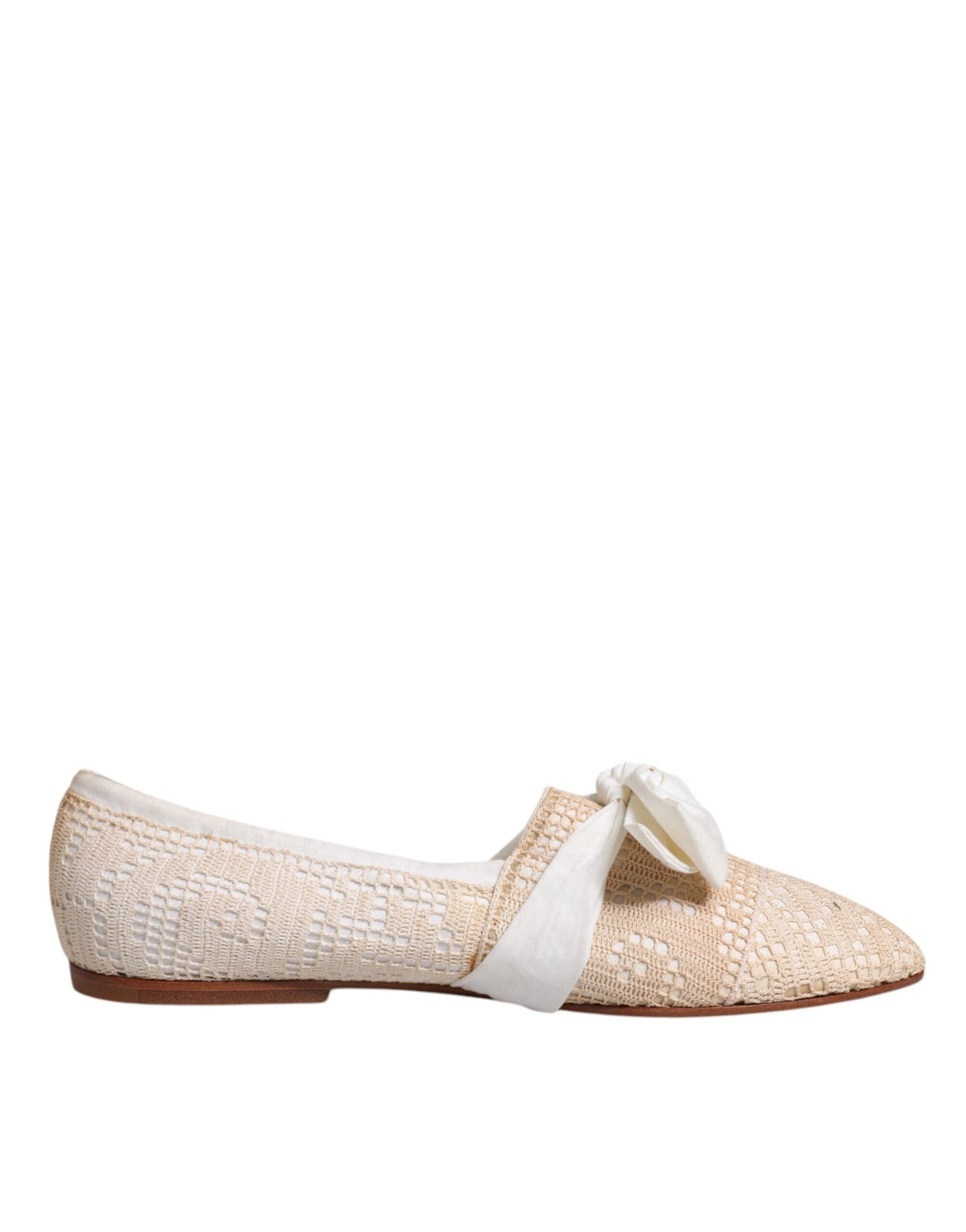 Dolce &amp; Gabbana Beige Ballerinas aus Stoff mit Schleife