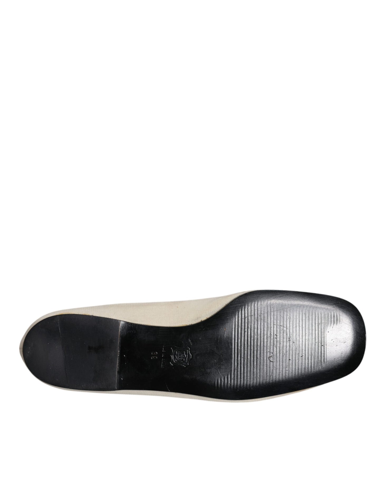 Dolce &amp; Gabbana – Ballerinas zum Hineinschlüpfen aus Stoff in Beige