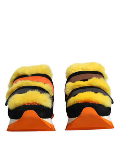 Dolce &amp; Gabbana – Mehrfarbige Sneakers mit Pelzverzierung