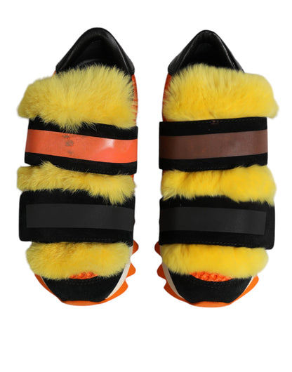 Dolce &amp; Gabbana – Mehrfarbige Sneakers mit Pelzverzierung