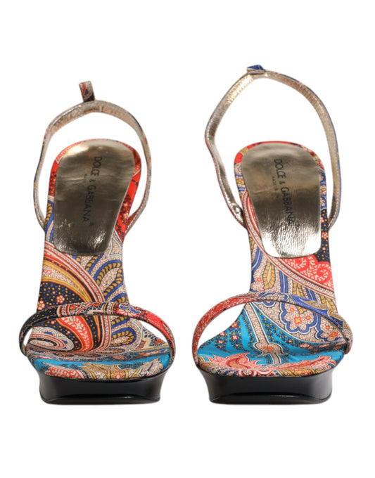 Dolce &amp; Gabbana Multicolor Floral High Heels Sandalen Schuhe
