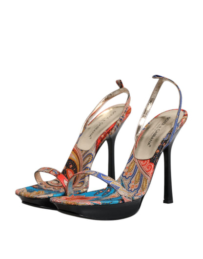 Dolce &amp; Gabbana Multicolor Floral High Heels Sandalen Schuhe