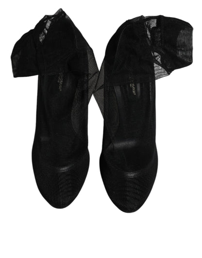 Dolce &amp; Gabbana – Schwarze Stiefel im Sockenstil aus Nylonnetz