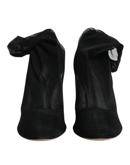 Dolce &amp; Gabbana – Schwarze Stiefel im Sockenstil aus Nylonnetz