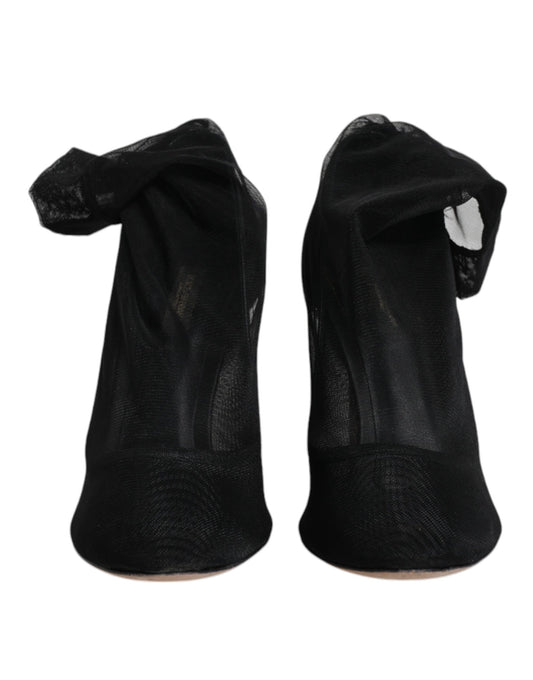 Dolce &amp; Gabbana – Schwarze Stiefel im Sockenstil aus Nylonnetz