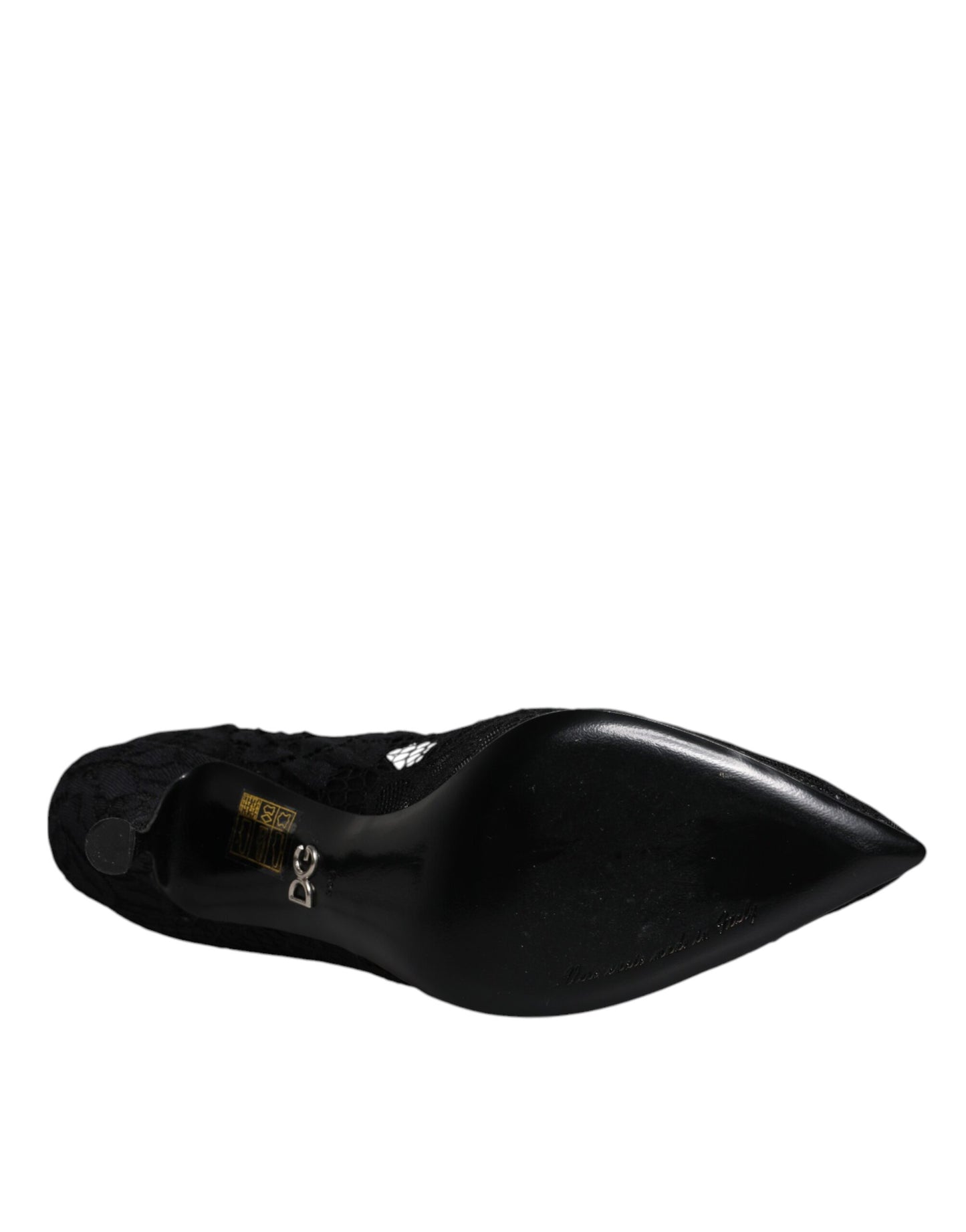 Dolce &amp; Gabbana – Mary-Jane-Pumps mit schwarzer Spitze und Kristallen