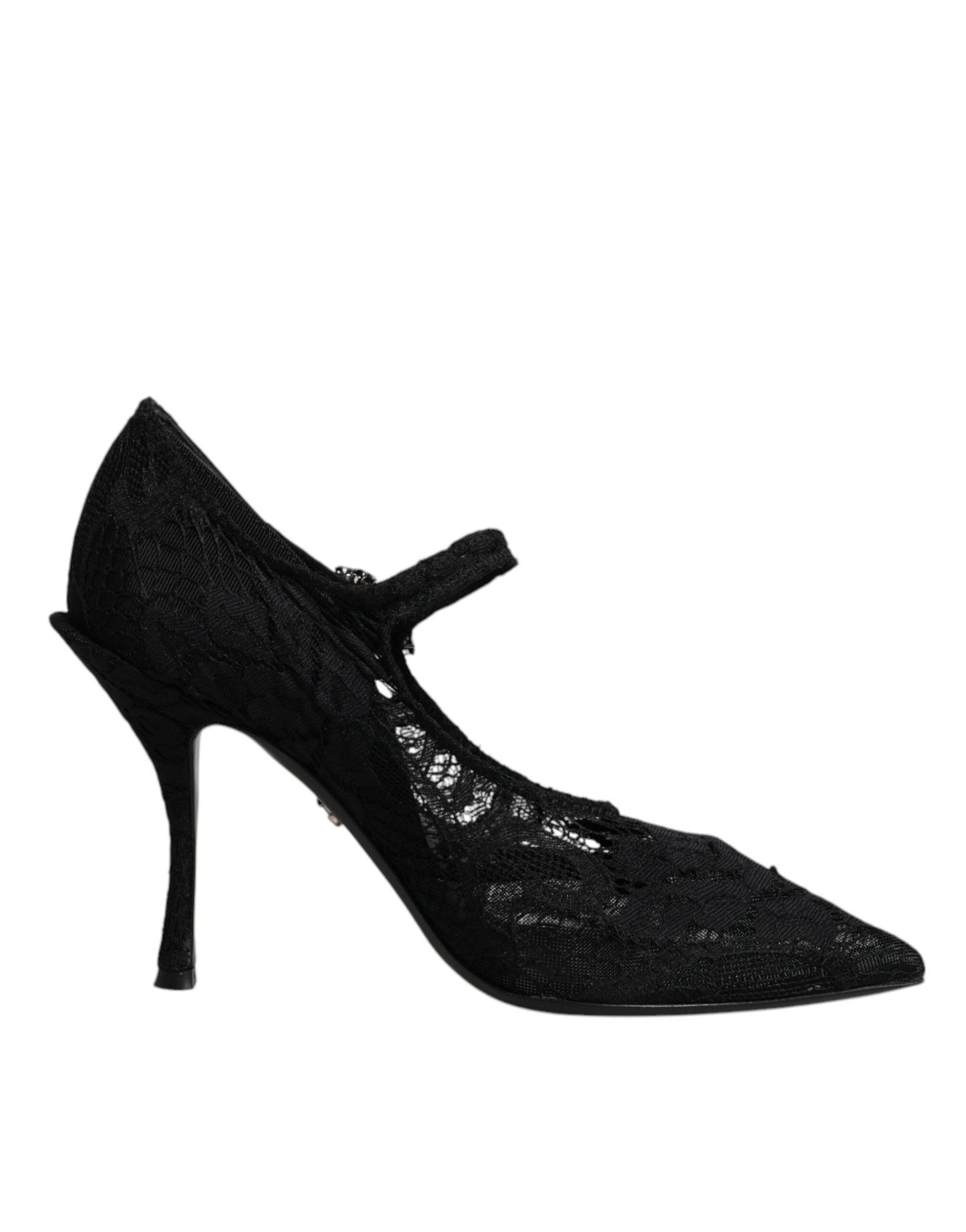 Dolce &amp; Gabbana – Mary-Jane-Pumps mit schwarzer Spitze und Kristallen