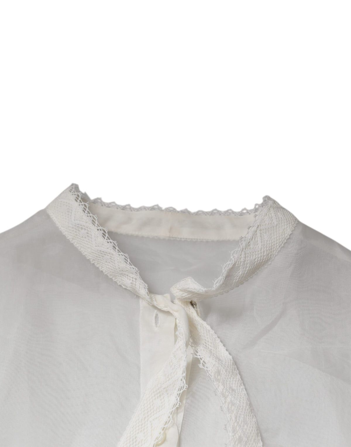 Dolce &amp; Gabbana – Weißes Blusentop mit Ascot-Kragen und langen Ärmeln