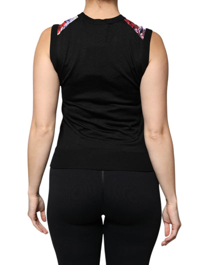 Dolce &amp; Gabbana Mehrfarbiges, ärmelloses Tanktop aus Seide mit Blumenmuster