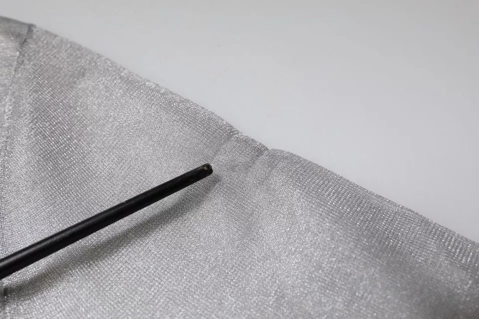 Dolce &amp; Gabbana, graues Rollkragen-Bluse-Oberteil aus Netzstoff mit langen Ärmeln