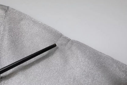 Dolce &amp; Gabbana, graues Rollkragen-Bluse-Oberteil aus Netzstoff mit langen Ärmeln