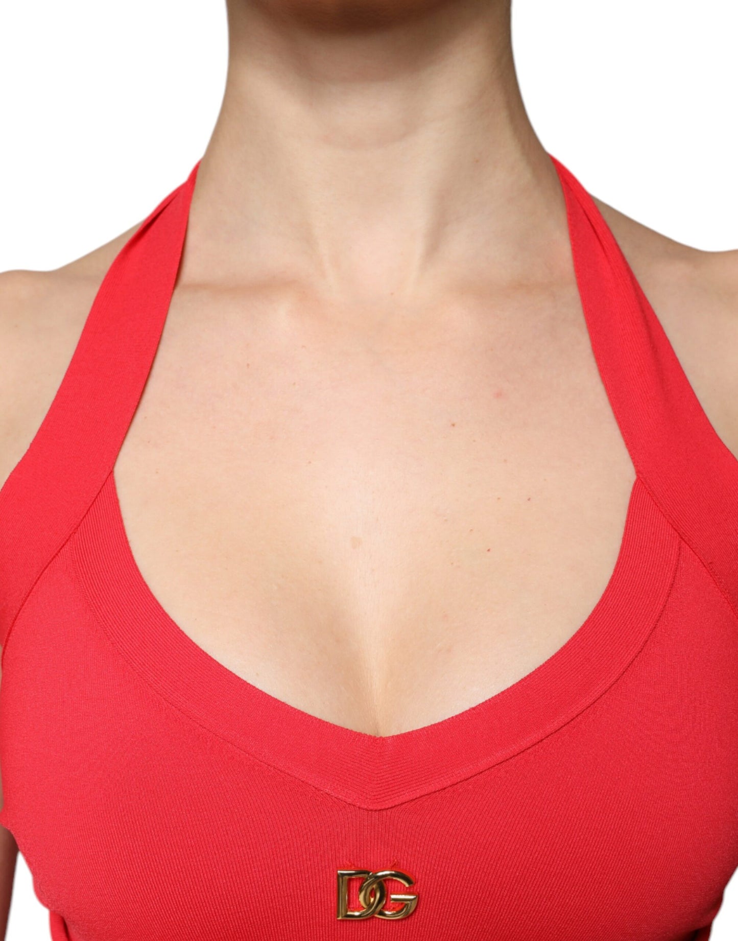 Dolce &amp; Gabbana – Ärmelloses Neckholder-Tanktop aus Viskose in Rot