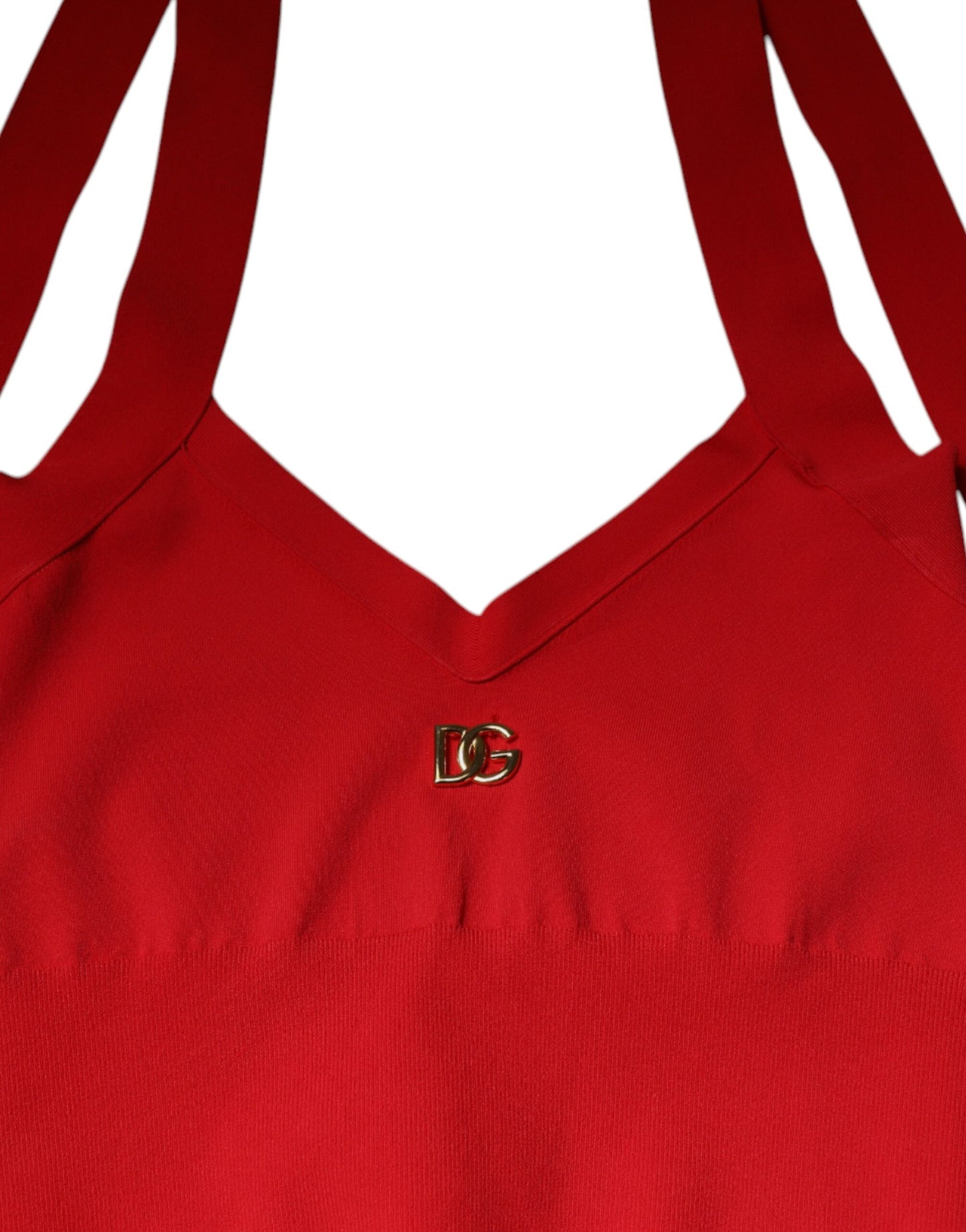 Dolce &amp; Gabbana – Ärmelloses Neckholder-Tanktop aus Viskose in Rot