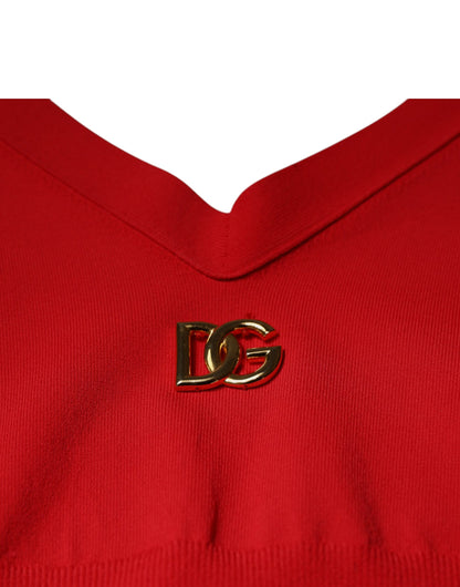 Dolce &amp; Gabbana – Ärmelloses Neckholder-Tanktop aus Viskose in Rot