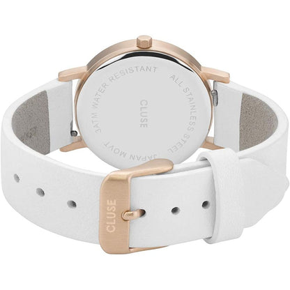 Cluse Uhr mit weißem Lederarmband