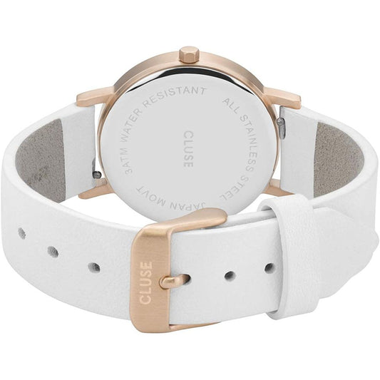 Cluse Uhr mit weißem Lederarmband