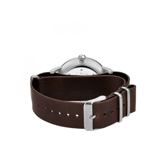 Cluse Armbanduhr mit braunem Lederarmband