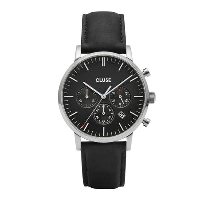 Cluse Schwarze Lederuhr