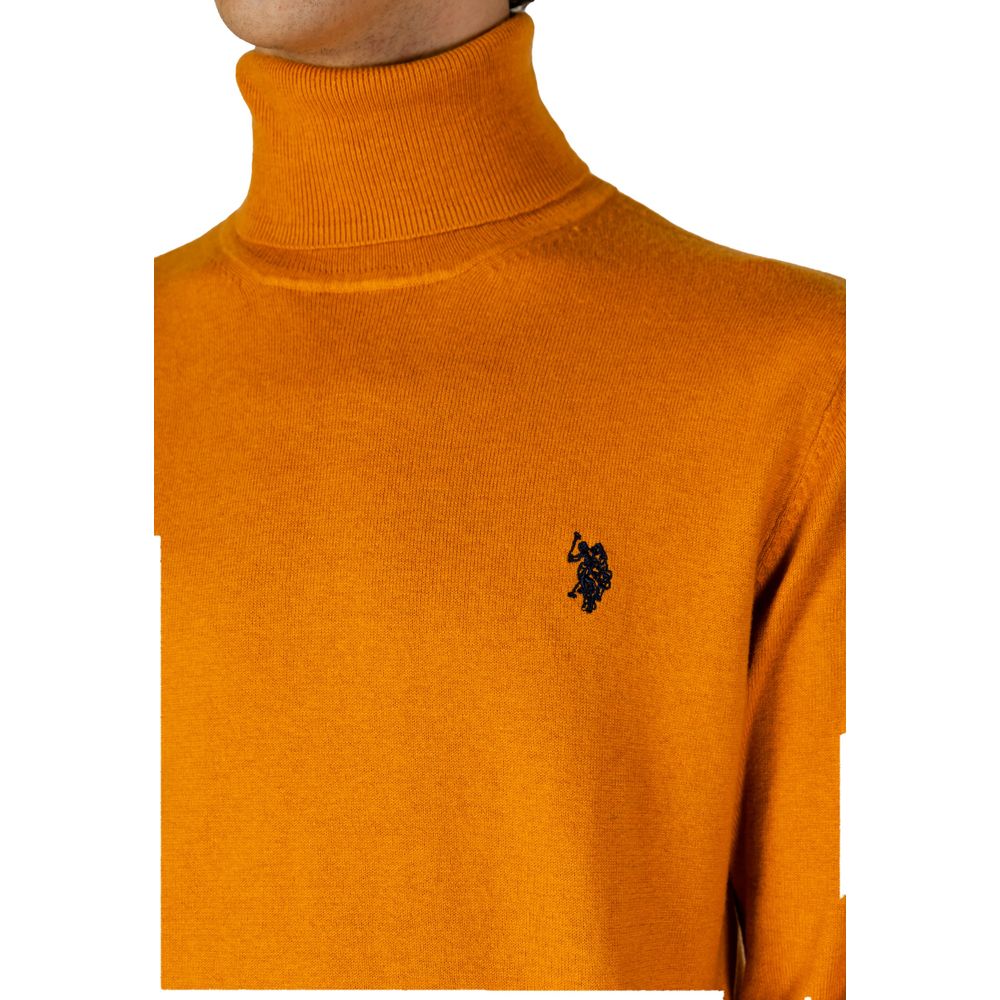 US POLO ASSN. Orangefarbener Rollkragenpullover aus Baumwolle