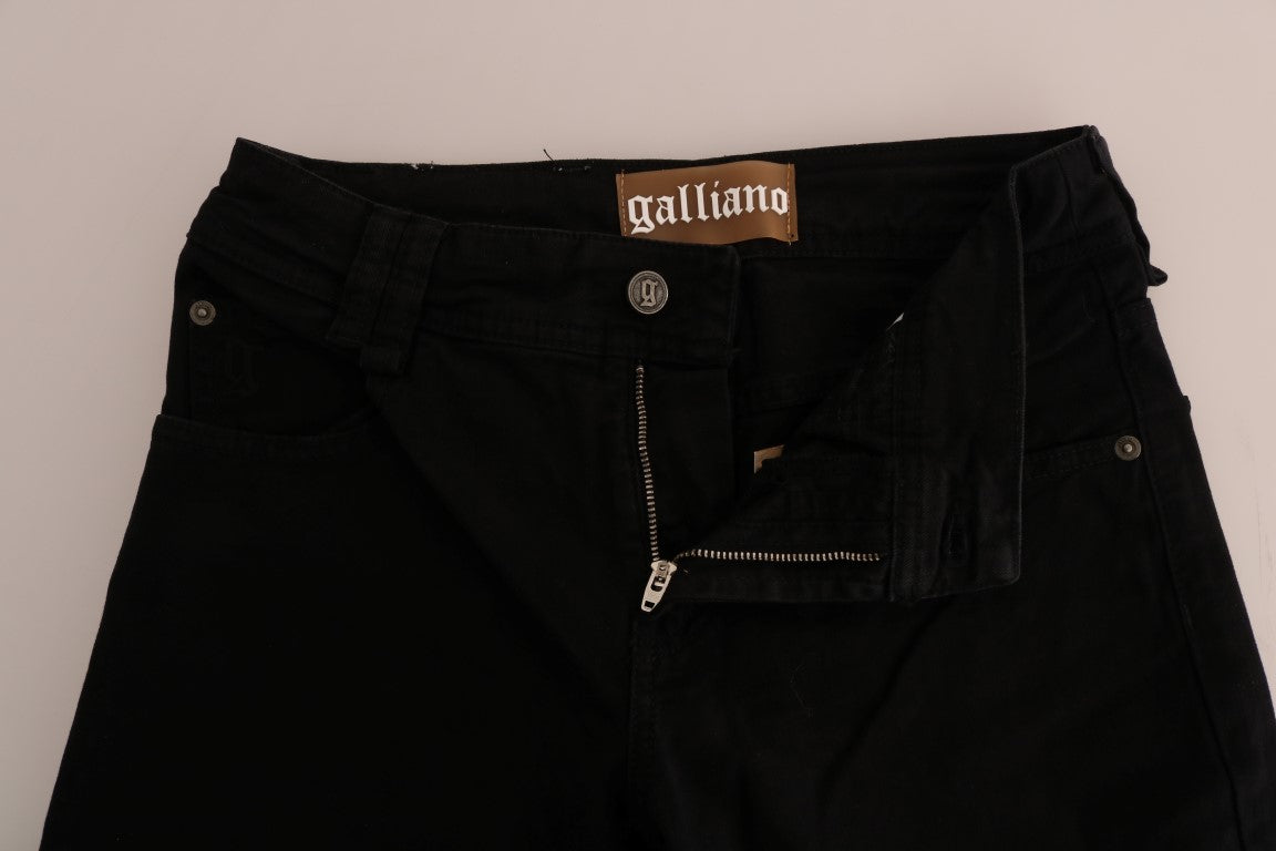 John Galliano – Schwarze Stretch-Jeans aus Baumwolldenim in normaler Passform