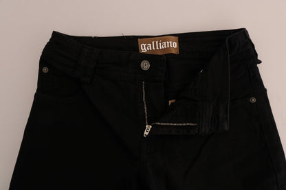 John Galliano – Schwarze Stretch-Jeans aus Baumwolldenim in normaler Passform