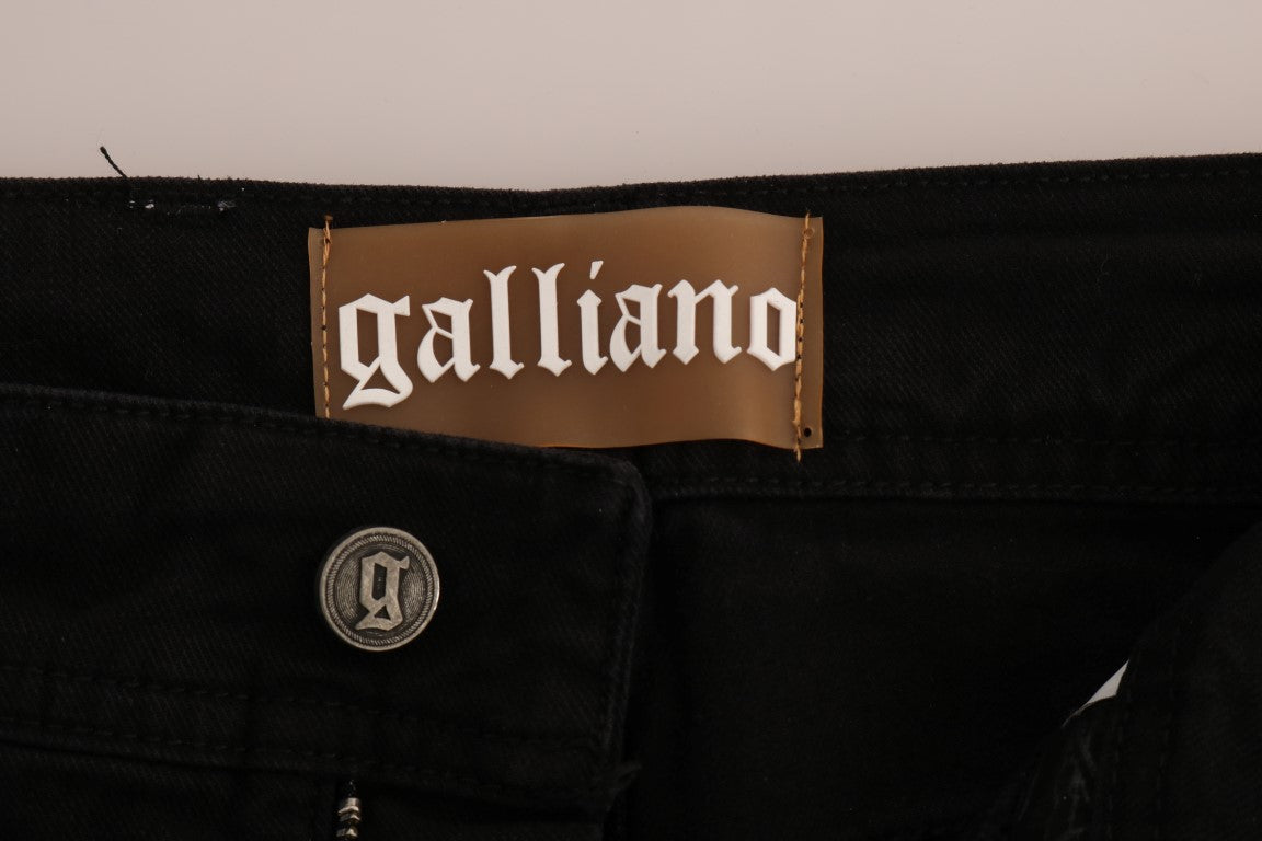 John Galliano – Schwarze Stretch-Jeans aus Baumwolldenim in normaler Passform