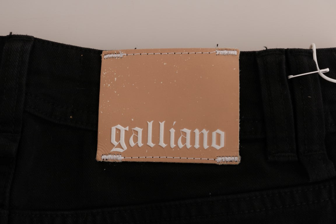 John Galliano – Schwarze Stretch-Jeans aus Baumwolldenim in normaler Passform