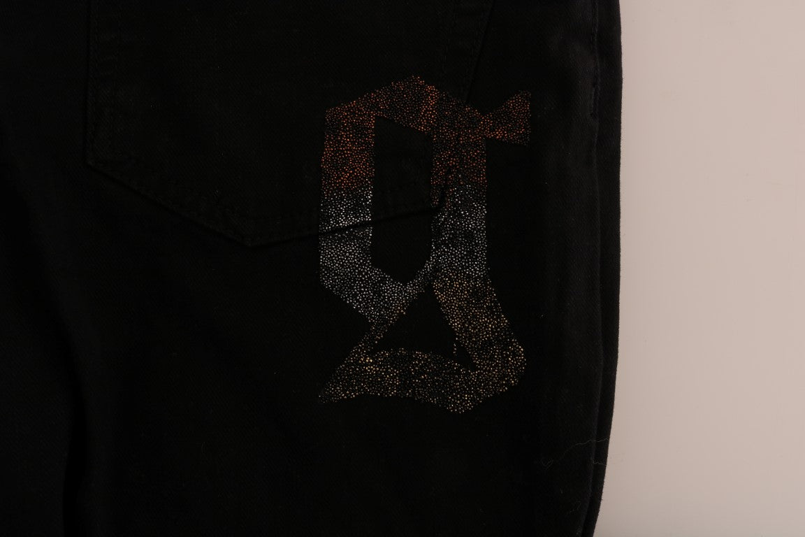 John Galliano – Schwarze Stretch-Jeans aus Baumwolldenim in normaler Passform