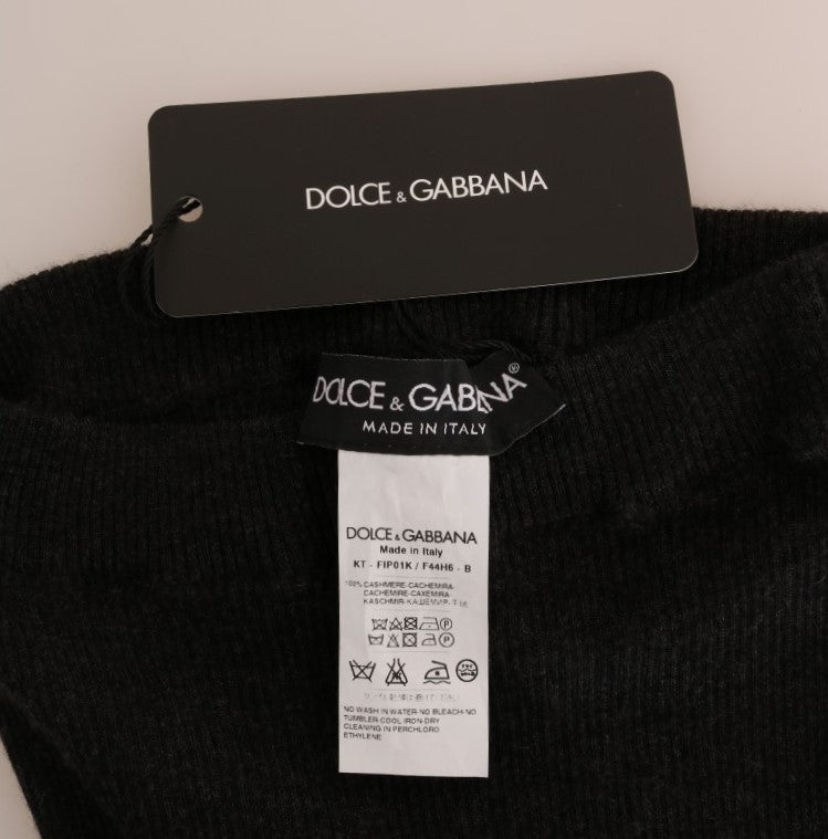 Dolce &amp; Gabbana Graue gerippte Stretch-Strumpfhose aus Kaschmir