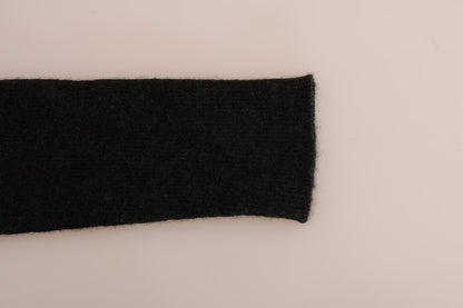 Dolce &amp; Gabbana Graue gerippte Stretch-Strumpfhose aus Kaschmir