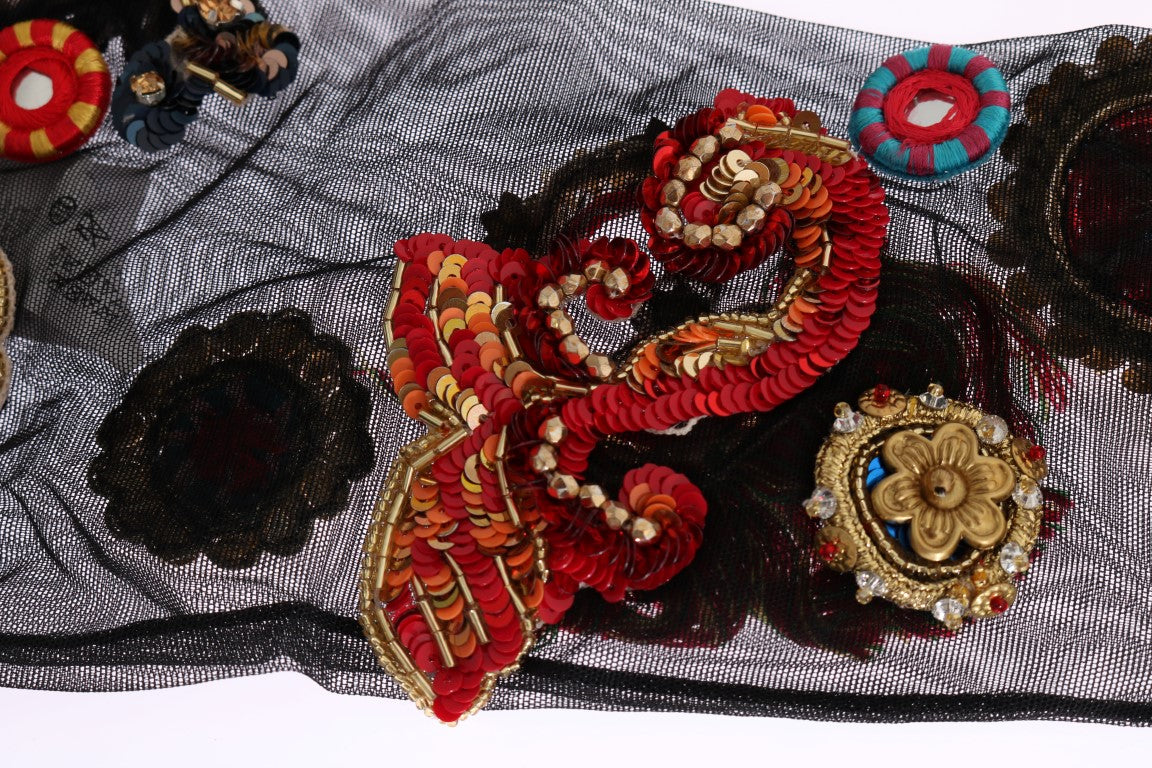 Dolce &amp; Gabbana – Schwarze Stretch-Carretto-Socken mit Kristallen