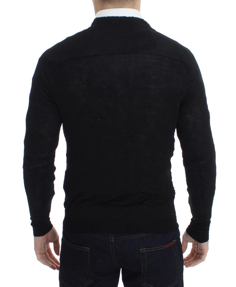 Costume National – Schwarze Strickjacke aus feiner Wolle mit Knöpfen