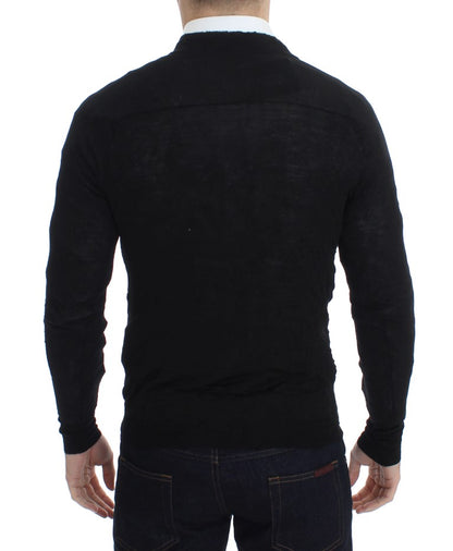 Costume National – Schwarze Strickjacke aus feiner Wolle mit Knöpfen
