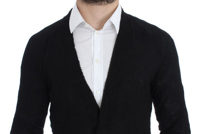 Costume National – Schwarze Strickjacke aus feiner Wolle mit Knöpfen