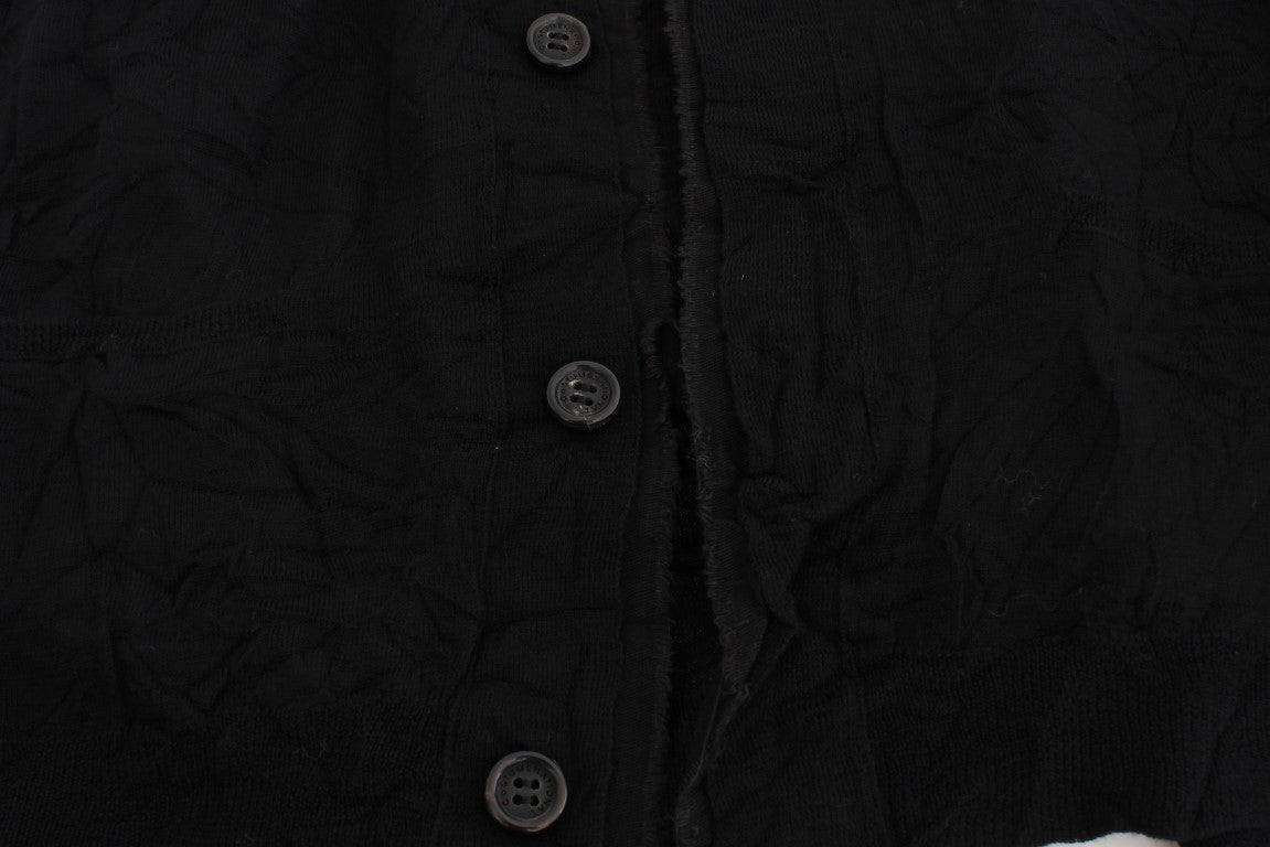Costume National – Schwarze Strickjacke aus feiner Wolle mit Knöpfen