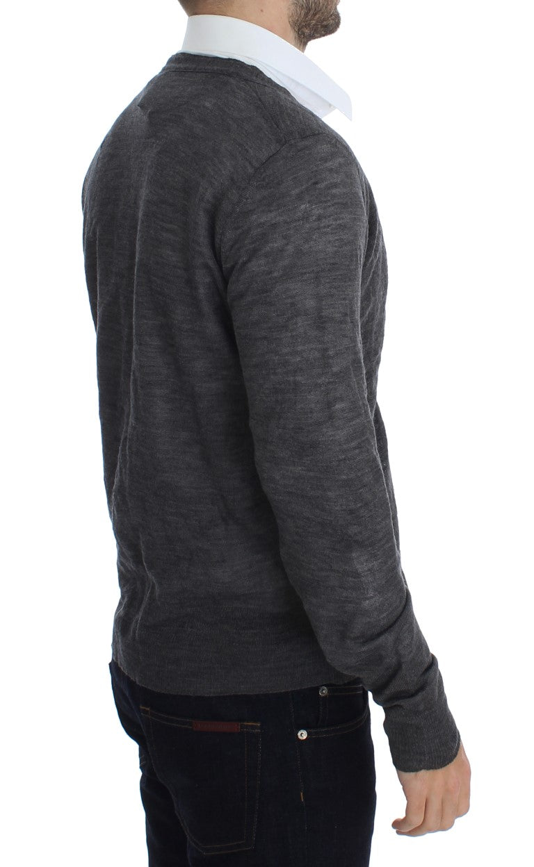 Costume National Grauer Woll-Cardigan mit Knöpfen