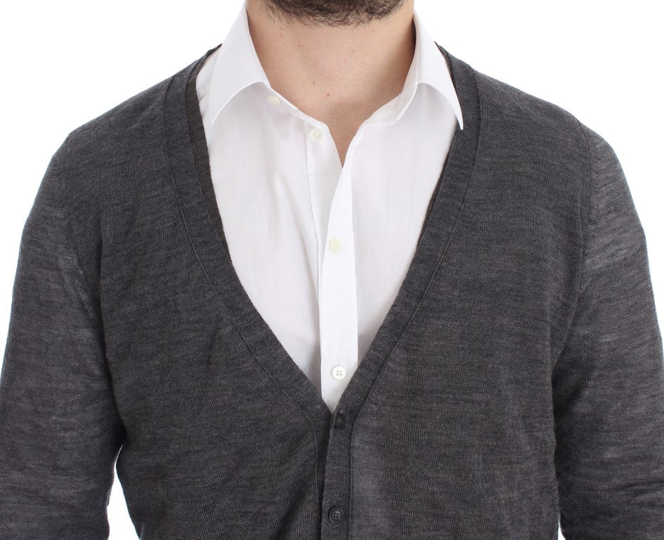 Costume National Grauer Woll-Cardigan mit Knöpfen