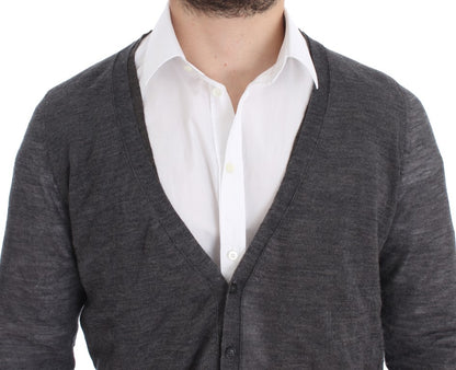 Costume National Grauer Woll-Cardigan mit Knöpfen