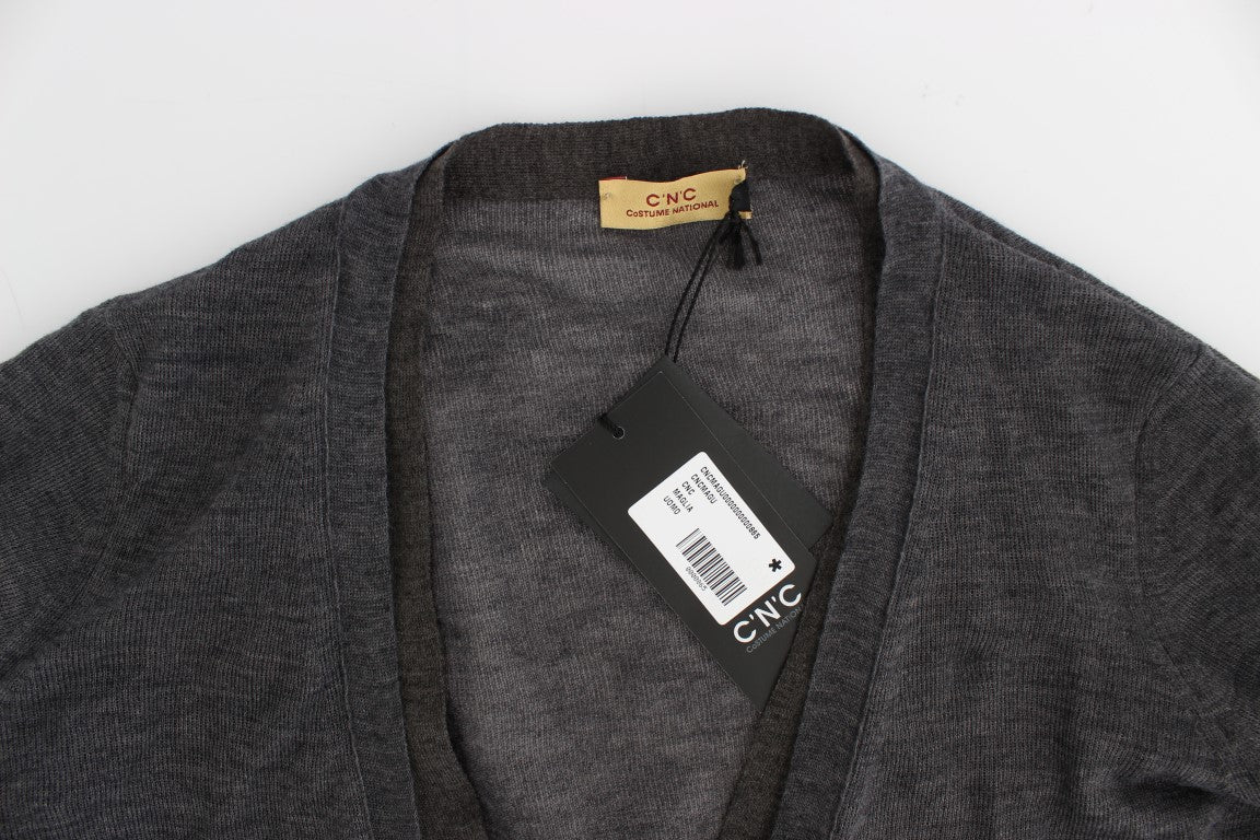 Costume National Grauer Woll-Cardigan mit Knöpfen