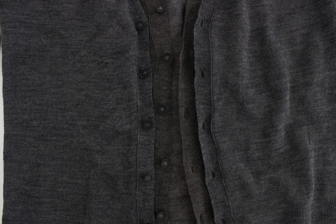 Costume National Grauer Woll-Cardigan mit Knöpfen