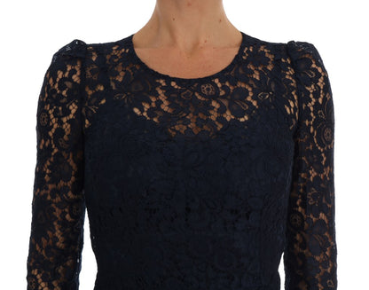 Dolce & Gabbana Blue Taormina Floral Lace Sheath Dress