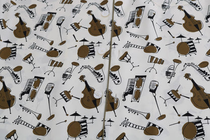 Dolce &amp; Gabbana Weißes Seidenhemd mit JAZZ-Motivdruck