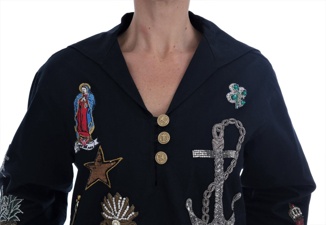 Dolce &amp; Gabbana Blaue Kristall MAMMA Sicily Jacke