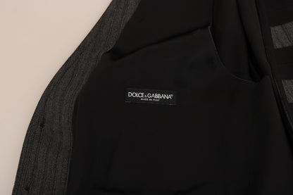 Dolce &amp; Gabbana – Schmale Weste aus grauer Wolle mit Muster