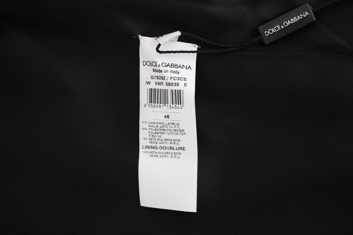 Dolce &amp; Gabbana – Schmale Weste aus grauer Wolle mit Muster