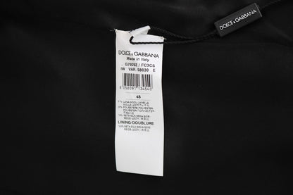 Dolce &amp; Gabbana – Schmale Weste aus grauer Wolle mit Muster