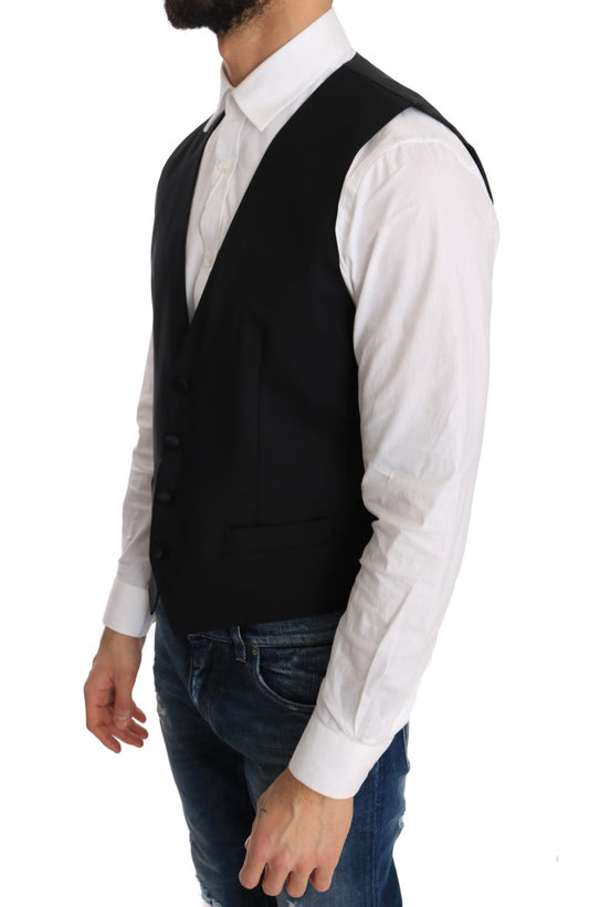 Dolce &amp; Gabbana Schwarze Weste aus Wolle und Seide