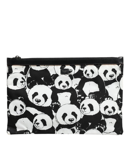 Dolce &amp; Gabbana Clutch mit Panda-Muster, Schwarz/Weiß
