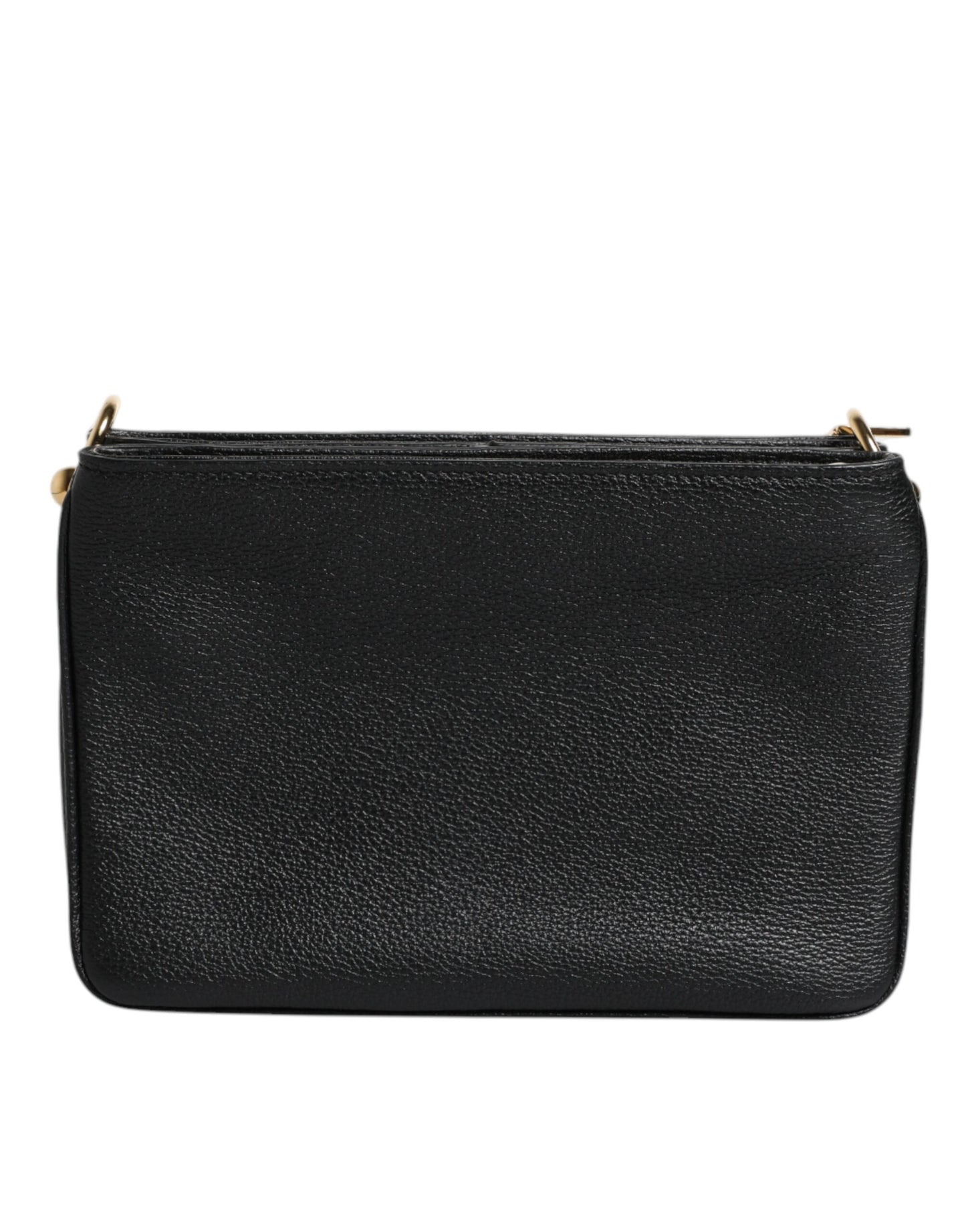 Dolce &amp; Gabbana – Clutch aus schwarzem genarbtem Leder mit Logo-Plakette